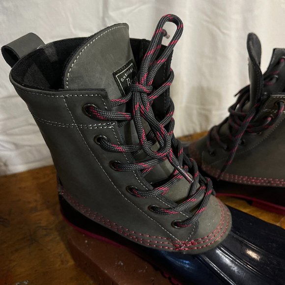 Duck / Muck Winter Boots Harlequin 9 grey pink navy plaid - Like new unworn! - Picture 11 of 12